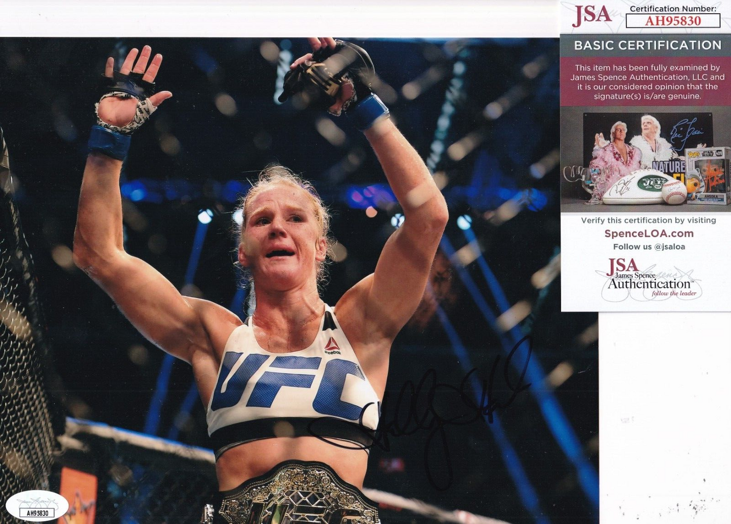 HOLLY HOLM signed (UFC FIGHTING) MMA KICKBOXING 8X10 photo JSA COA AH95830