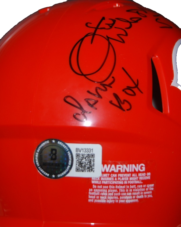 OTIS WILSON signed (CHICAGO BEARS) Orange mini football helmet BECKETT BV13331