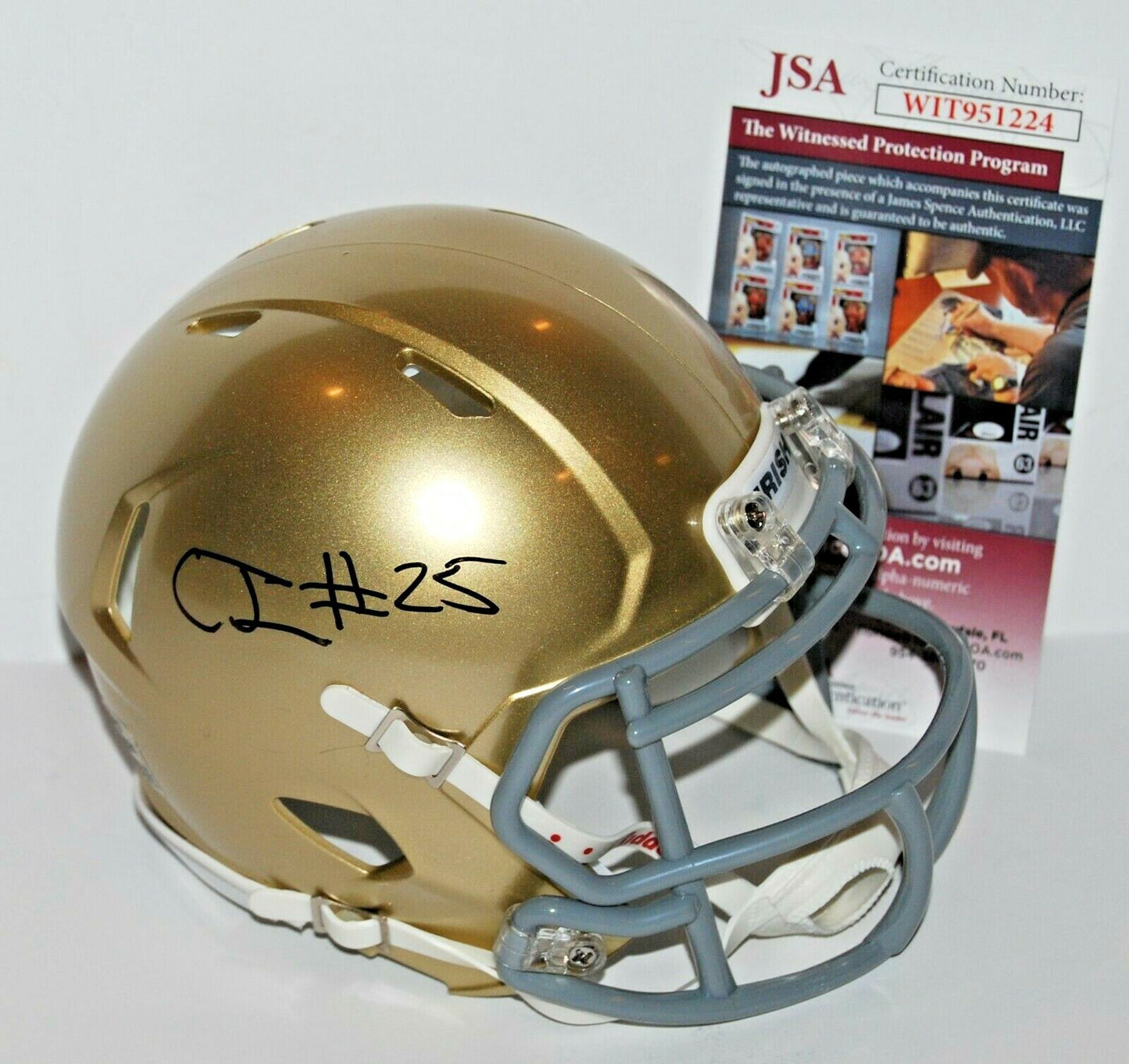 CHRIS TYREE signed (NOTRE DAME IRISH) Riddell Speed mini football helmet JSA