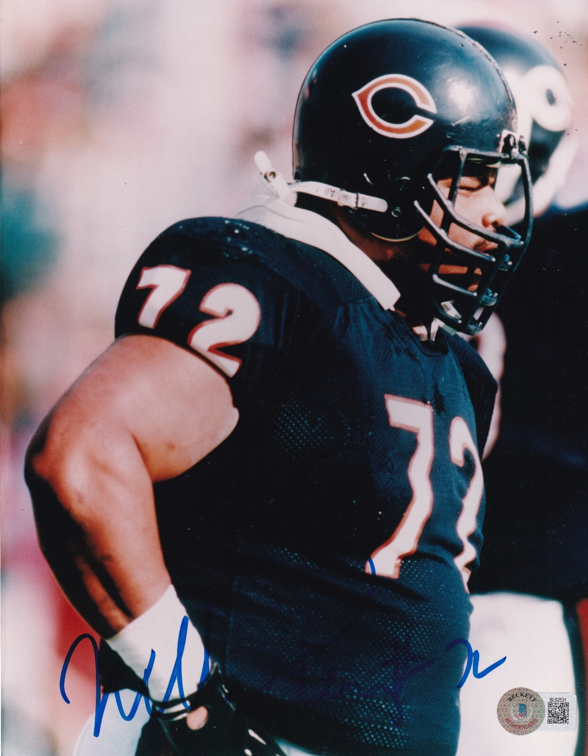 WILLIAM PERRY signed (CHICAGO BEARS) Football 8X10 photo BECKETT BAS BL52531