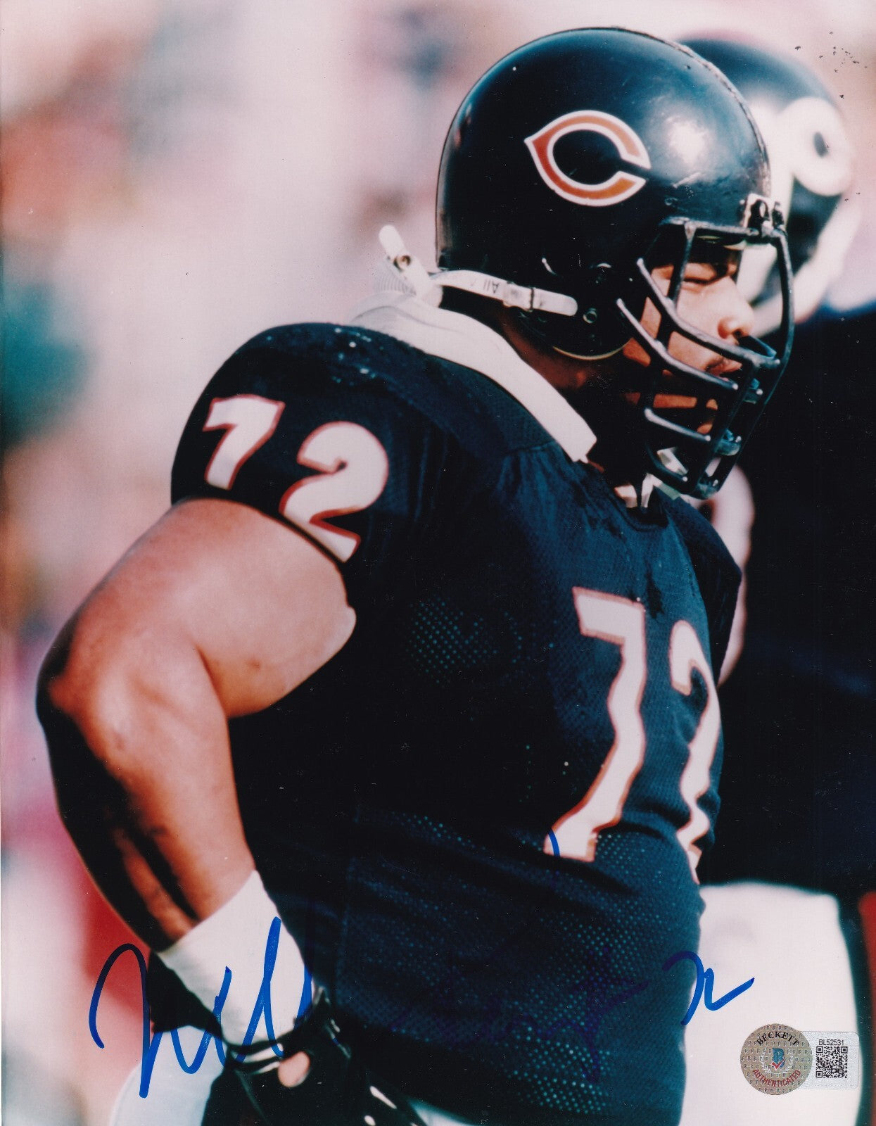 WILLIAM PERRY signed (CHICAGO BEARS) Football 8X10 photo BECKETT BAS BL52531