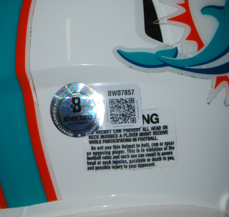 JEFF HAFLEY signed (MIAMI DOLPHINS) mini football helmet BECKETT BAS BW07857