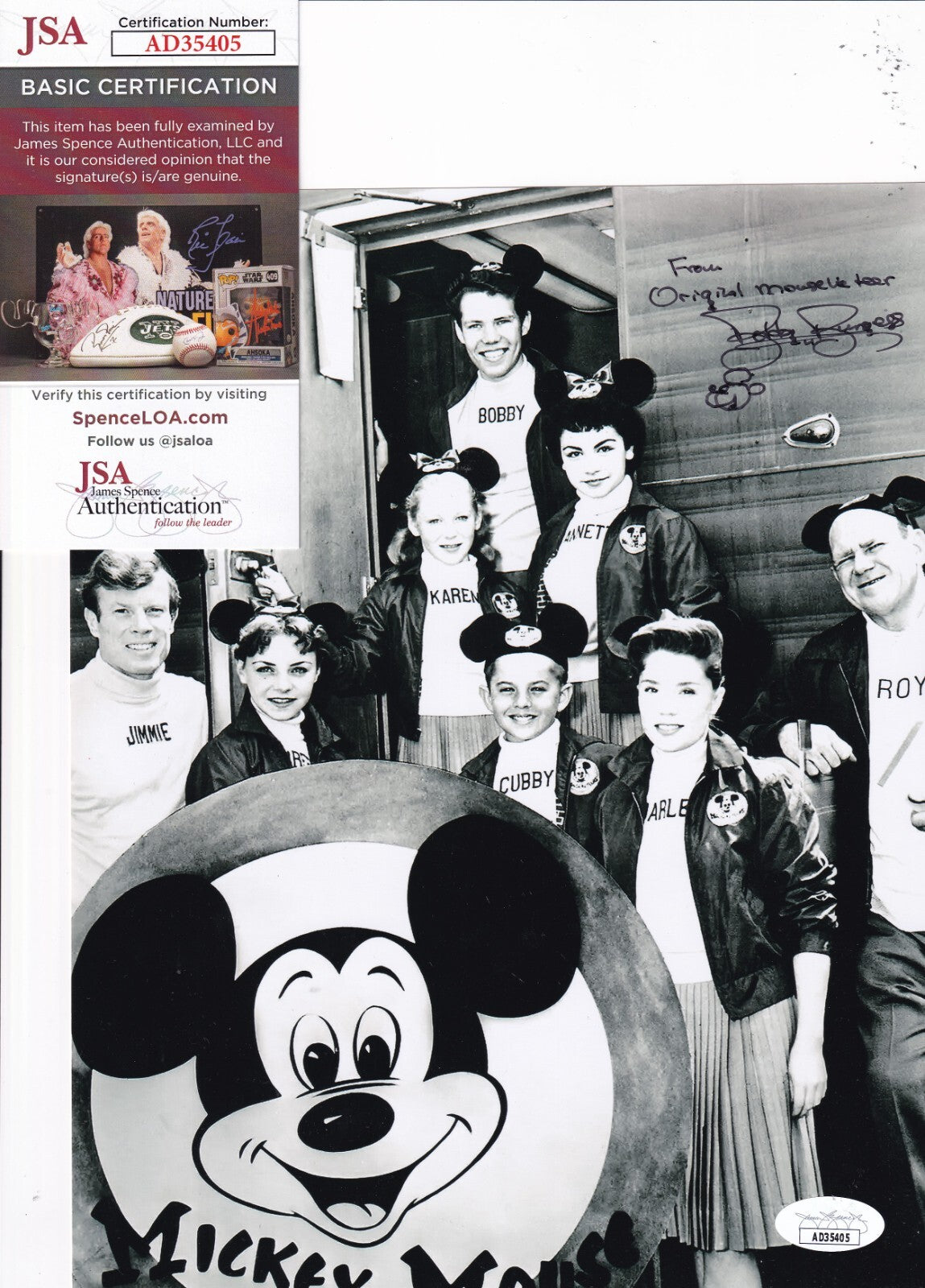 BOBBY BURGESS signed (THE MICKEY MOUSE CLUB) 8X10 photo JSA COA AD35405
