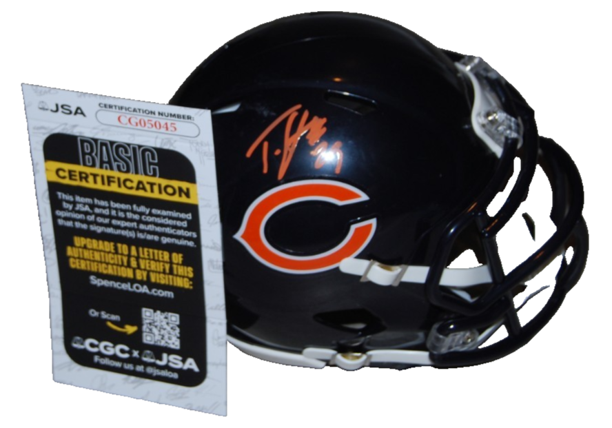 TYRIQUE STEVENSON signed (CHICAGO BEARS) NFL mini football helmet JSA CG05045