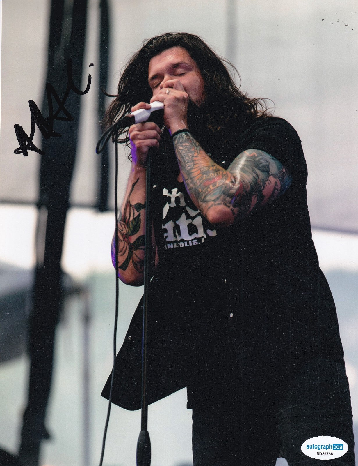 ADAM LAZZARA signed TAKING BACK SUNDAY Lead Music singer 8X10 photo ACOA SD29755