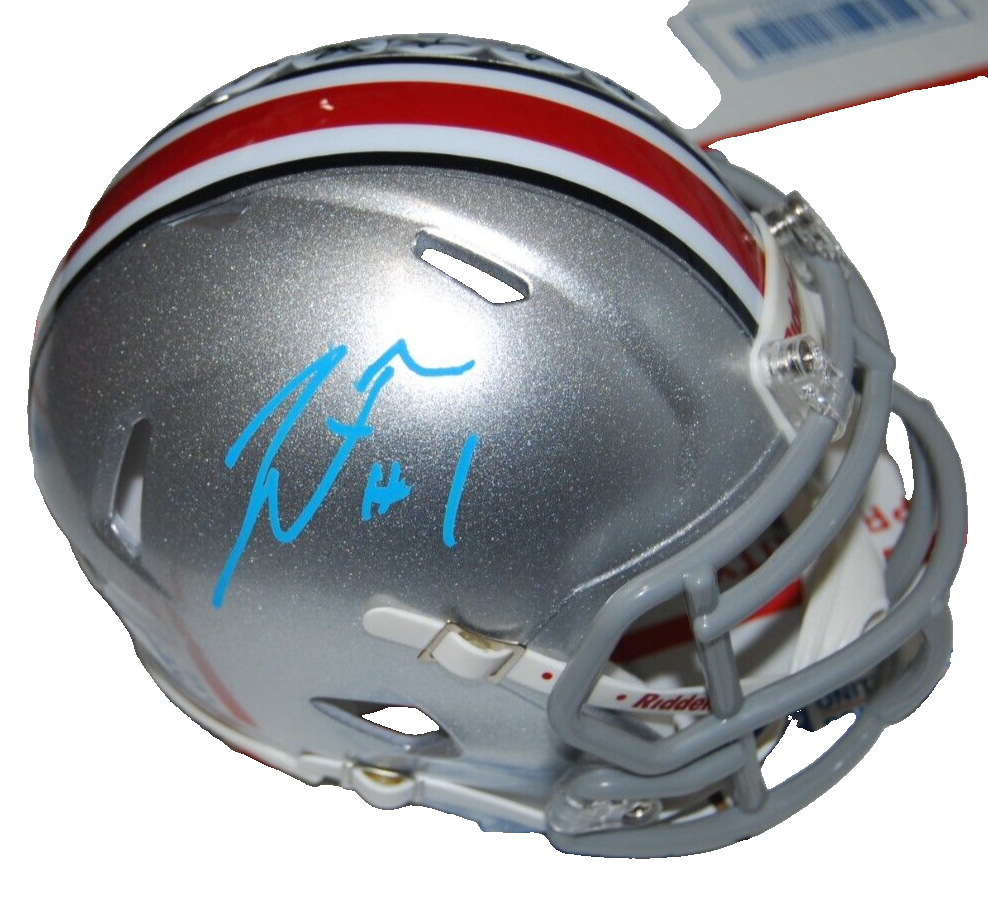 JUSTIN FIELDS signed (OHIO STATE BUCKEYES) mini football helmet PSA/DNA AN42559
