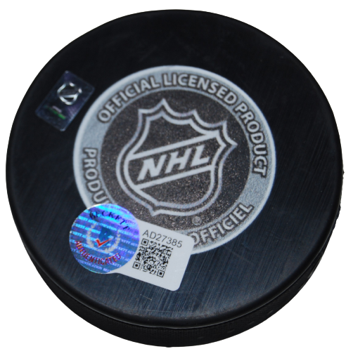 LOU LAMORIELLO signed (NEW JERSEY DEVILS) Hockey logo puck BECKETT BAS AD27385