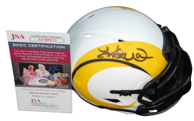 KURT WARNER signed (ST LOUIS RAMS) Lunar mini football helmet JSA COA AL90953