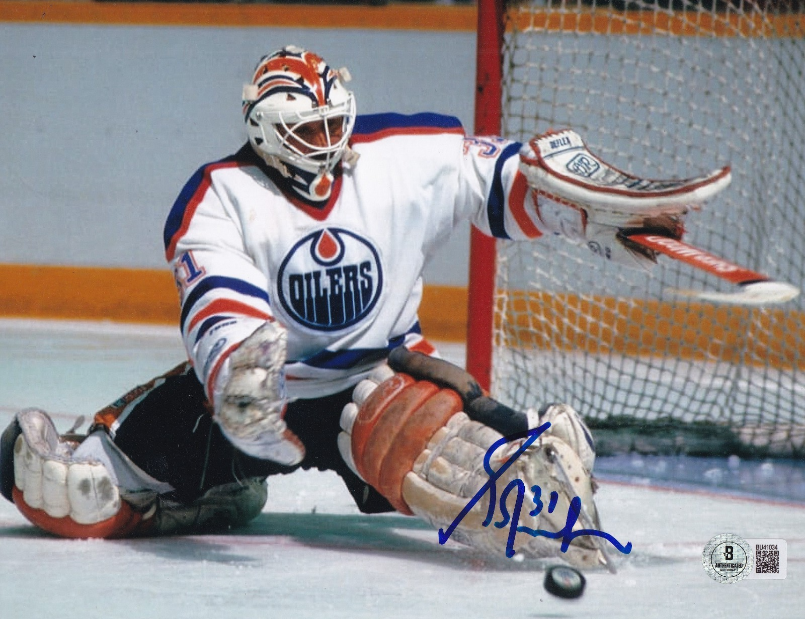 GRANT FUHR signed (EDMONTON OILERS) Hockey Goalie 8X10 photo BECKETT BAS BU41034