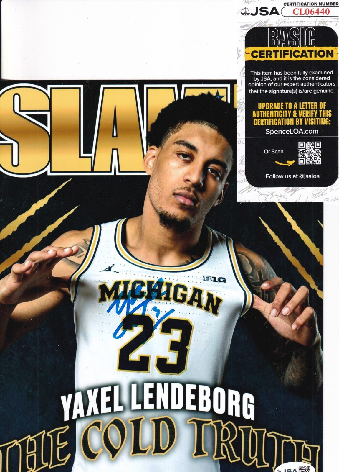 YAXEL LENDEBORG singed  (MICHIGAN WOLVERINES) basketball 8X10 photo JSA CL06440