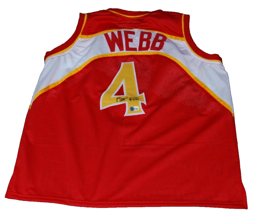 SPUD WEBB signed (ATLANTA HAWKS) Red custom Basketball jersey BECKETT WITNESSED