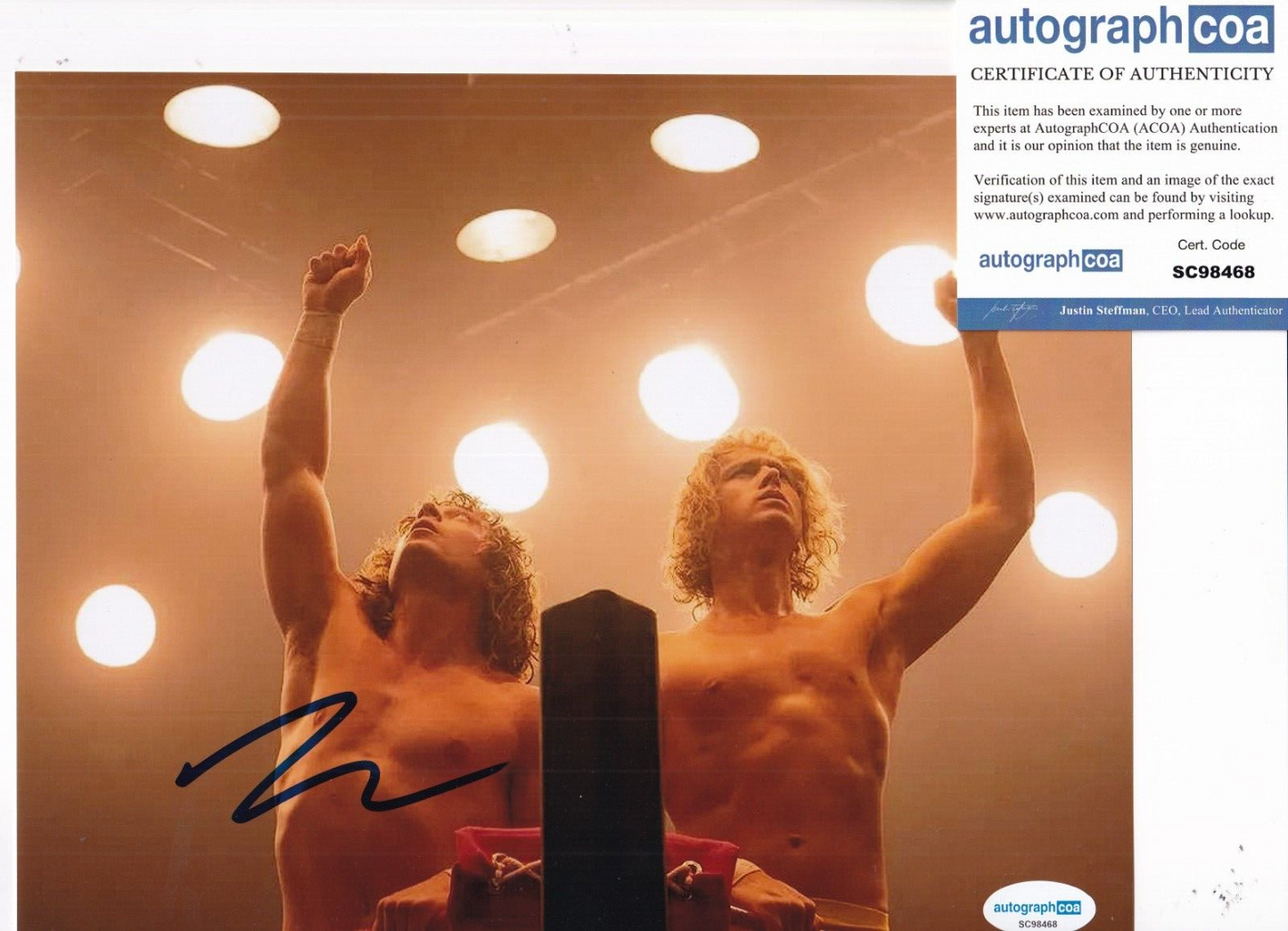JEREMY ALLEN WHITE signed (THE IRON CLAW) Kerry Von Erich 8X10 ACOA SC98468