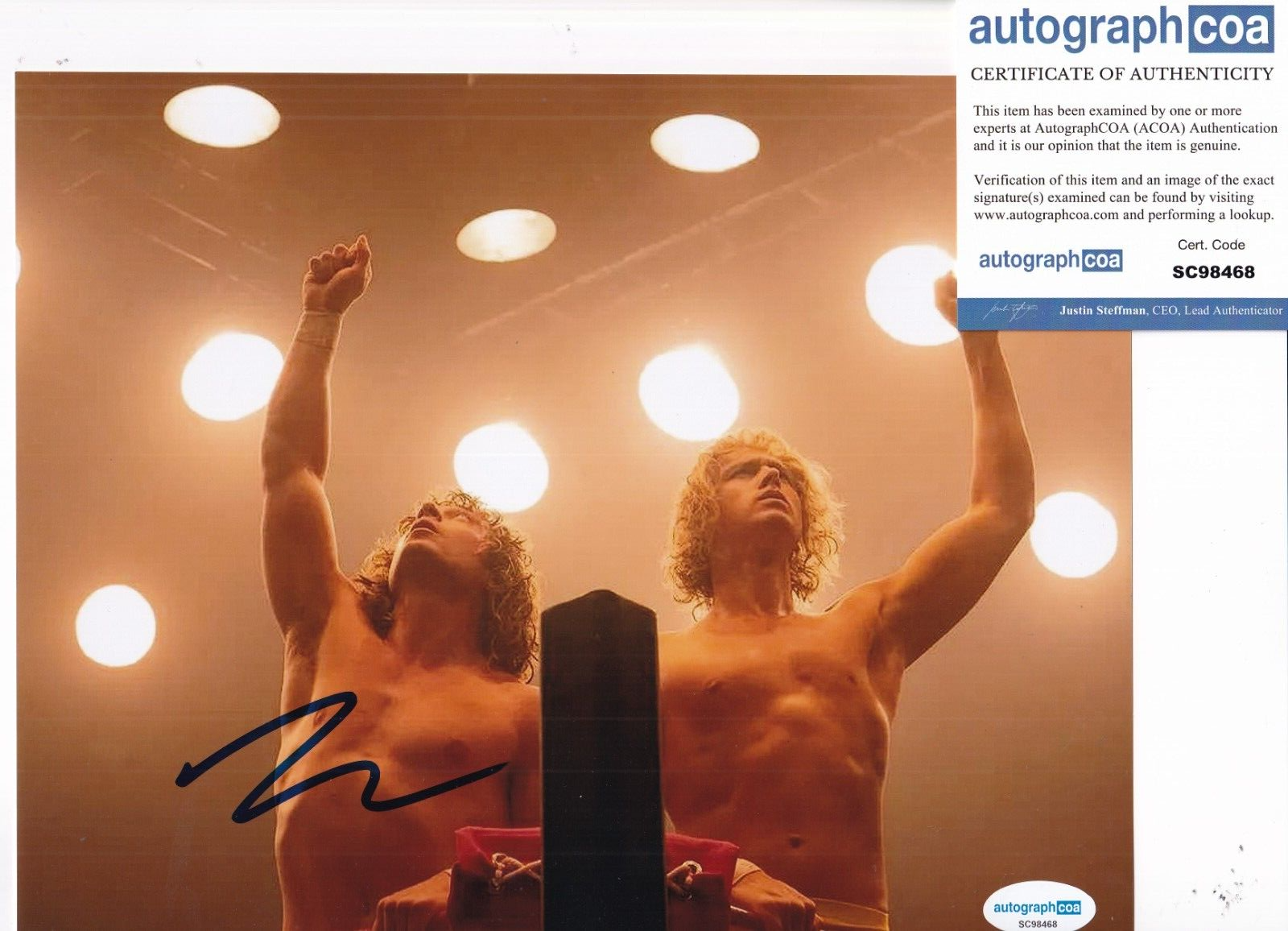 JEREMY ALLEN WHITE signed (THE IRON CLAW) Kerry Von Erich 8X10 ACOA SC98468