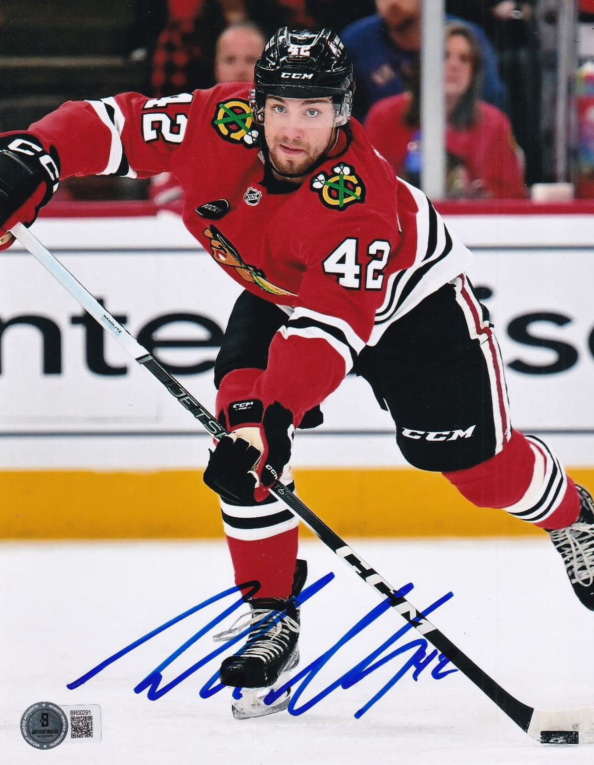 NOLAN ALLEN signed (CHICAGO BLACKHAWKS) Hockey 8X10 photo BECKETT BAS BR00291