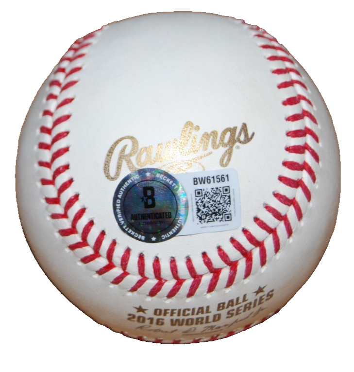 TRAVIS WOOD signed (CHICAGO CUBS) 2016 World Series OML baseball BECKETT BW61561