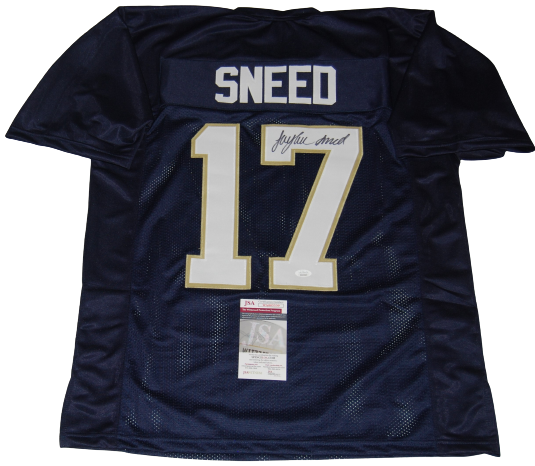 JAYLEN SNEED signed (NOTRE DAME FIGHTING IRISH) BLUE XL jersey JSA Witnessed