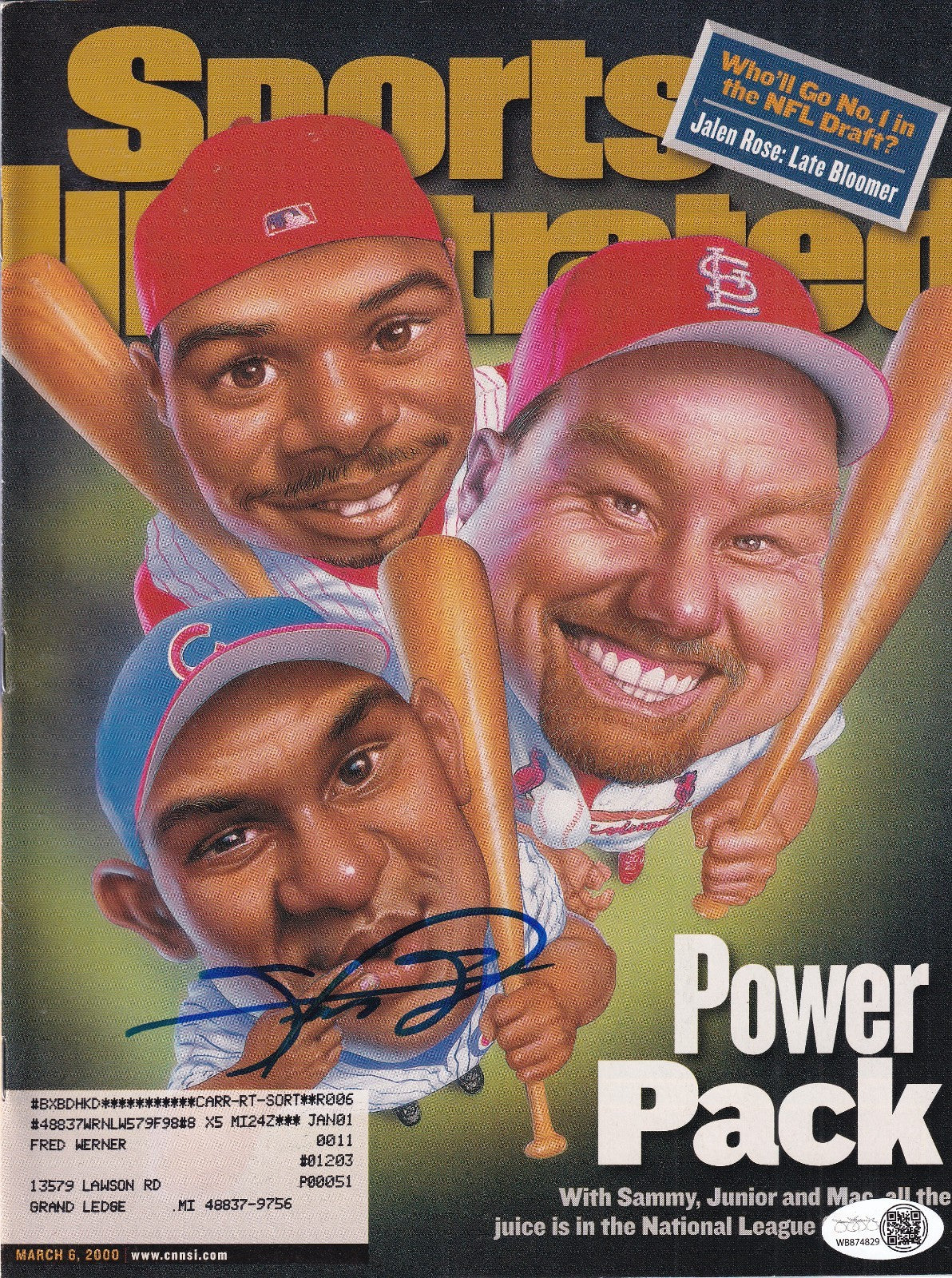 SAMMY SOSA signed (CHICAGO CUBS) Sports Illustrated magazine JSA WB874829