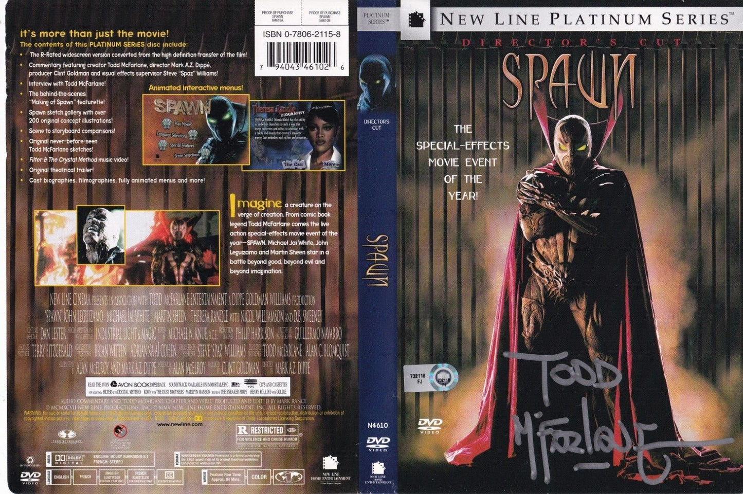 TODD MCFARLANE signed (SPAWN) COLLECTORS cut DVD movie cover MLB FJ732118