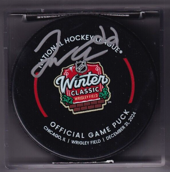 JOEY ANDERSON signed (CHICAGO BLACKHAWKS) 2024 WINTER CLASSIC official game puck