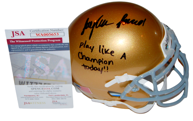 JAYLEN SNEED signed (NOTRE DAME FIGHTING IRISH) Schutt PLACT mini helmet JSA 