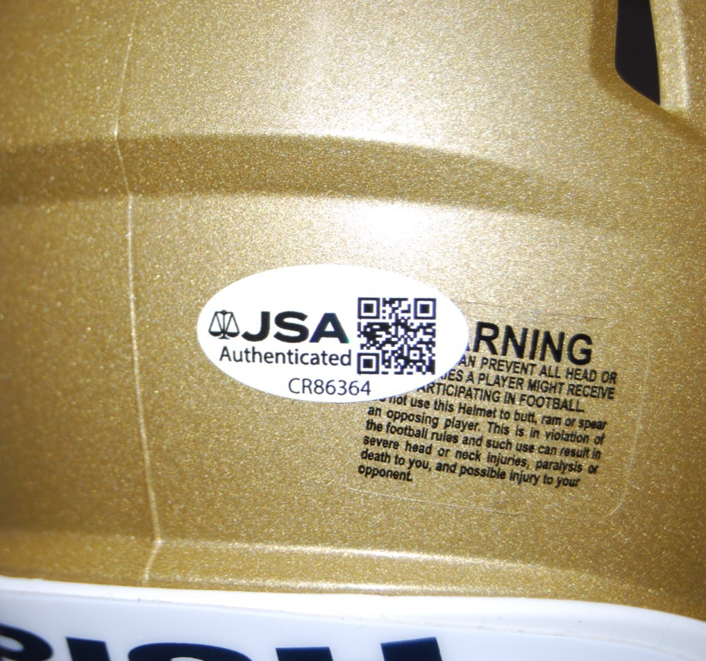 CJ CARR signed (NOTRE DAME FIGHTING IRISH) mini helmet JSA COA CR86364