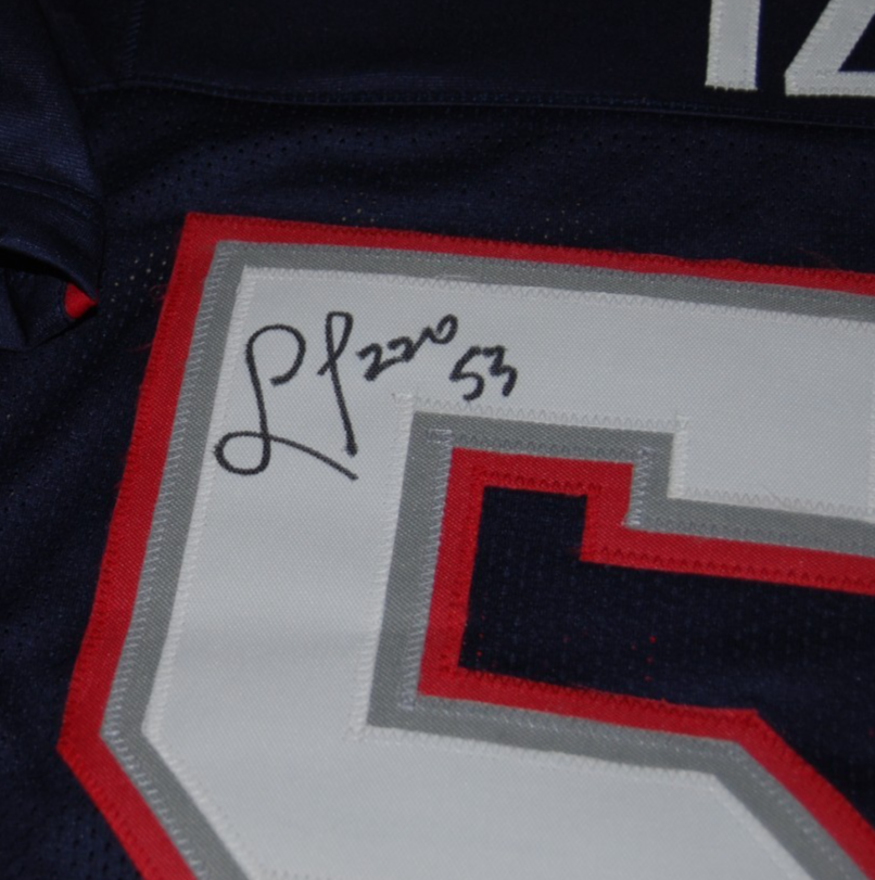 LARRY IZZO signed (NEW ENGLAND PATRIOTS) custom football jersey BECKETT BW61033
