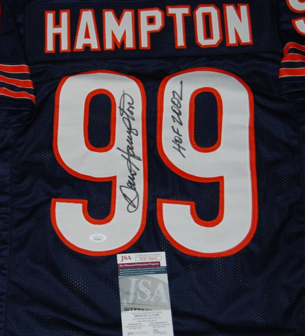 DAN HAMPTON signed (CHICAGO BEARS) Custom Navy football jersey JSA WITNESSED