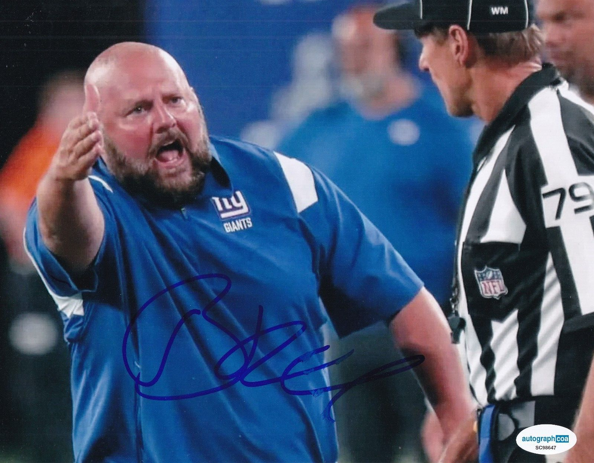 BRIAN DABOLL signed (NEW YORK GIANTS Head Coach football 8X10 photo ACOA SC98647