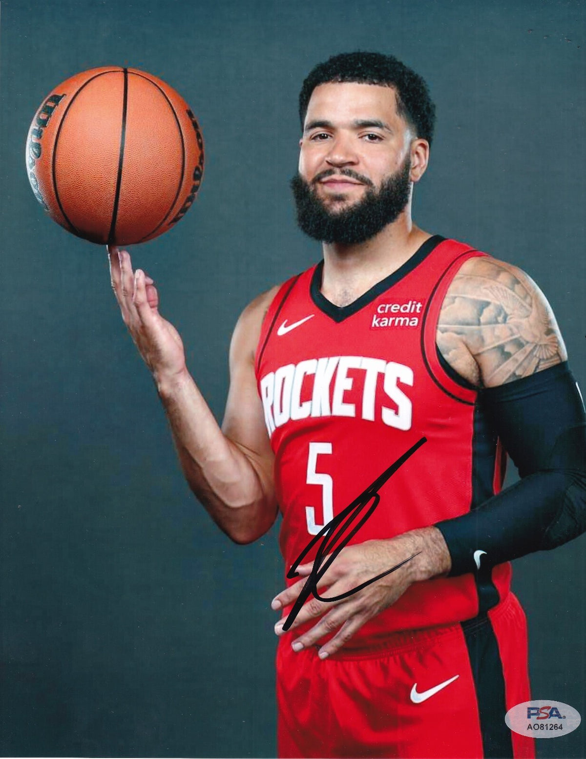 FRED VANVLEET signed (HOUSTON ROCKETS) basketball 8X10 photo PSA/DNA AO81264