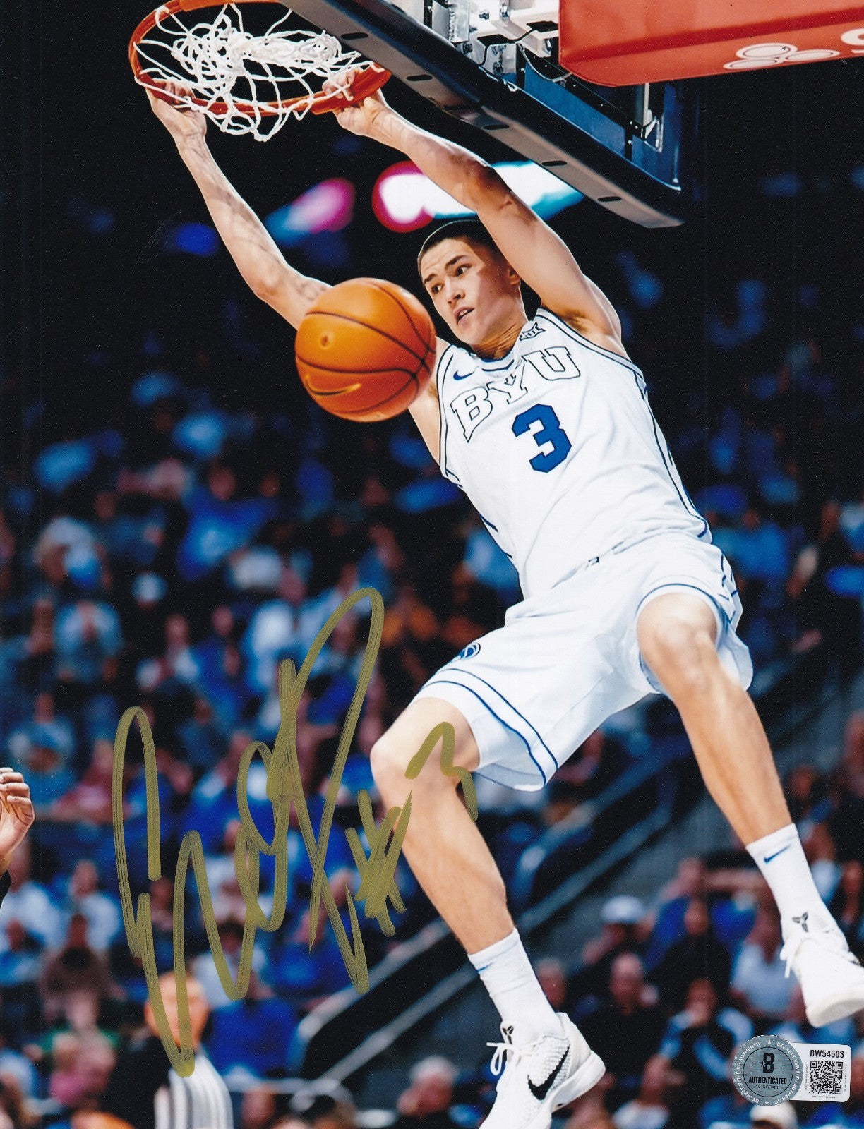 EGOR DEMIN signed (BYU COUGARS) basketball 8X10 photo BECKETT BAS BW54503