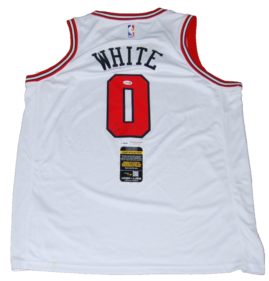 COBY WHITE signed (CHICAGO BULLS) white NBA Basketball jersey JSA83234