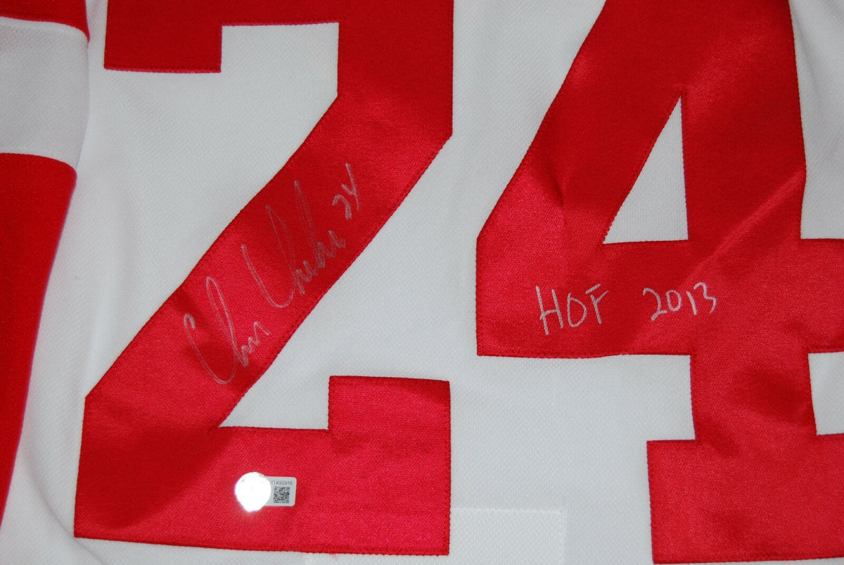 CHRIS CHELIOS signed (DETROIT REDWINGS) Adidas authentic size 46 jersey BECKETT