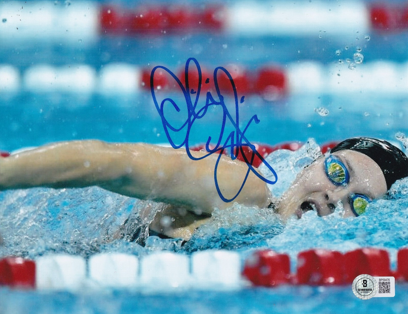 OLIVIA SMOLIGA signed (SWIMMING) OLYMPICS Olympian 8X10 photo BECKETT BP59476