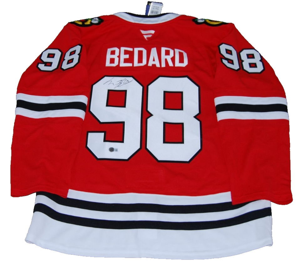 CONNOR BEDARD signed (CHICAGO BLACKHAWKS) Premium hockey jersey BECKETT AE61922