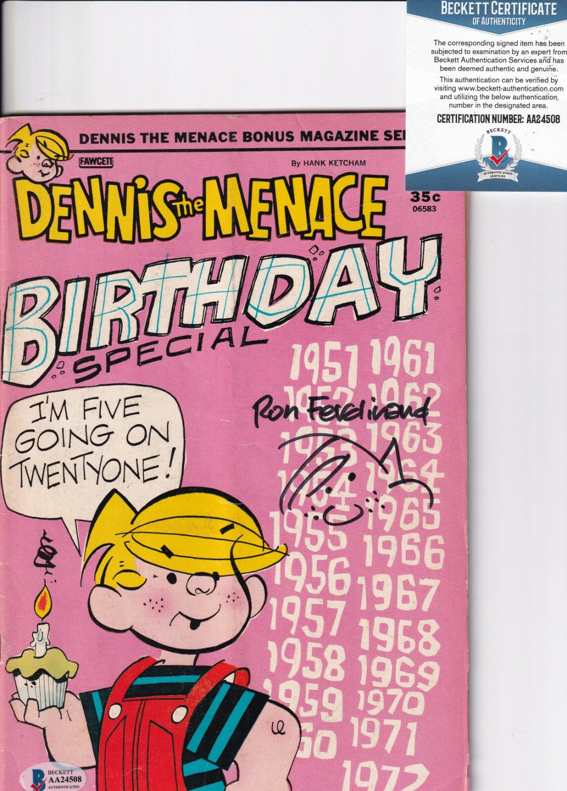 RON FERDINAND signed (DENNIS THE MENACE) 1972 Comic book BECKETT BAS AA24508