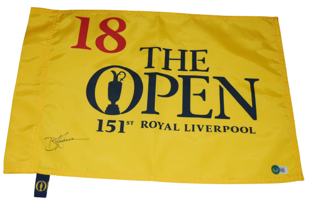 BRIAN HARMAN signed (2023 BRITISH OPEN) Golf pin flag BECKETT BAS AD27324