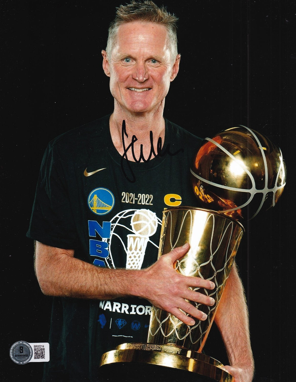 STEVE KERR signed (GOLDEN STATE WARRIORS) Basketball 8X10 photo BECKETT BR00214