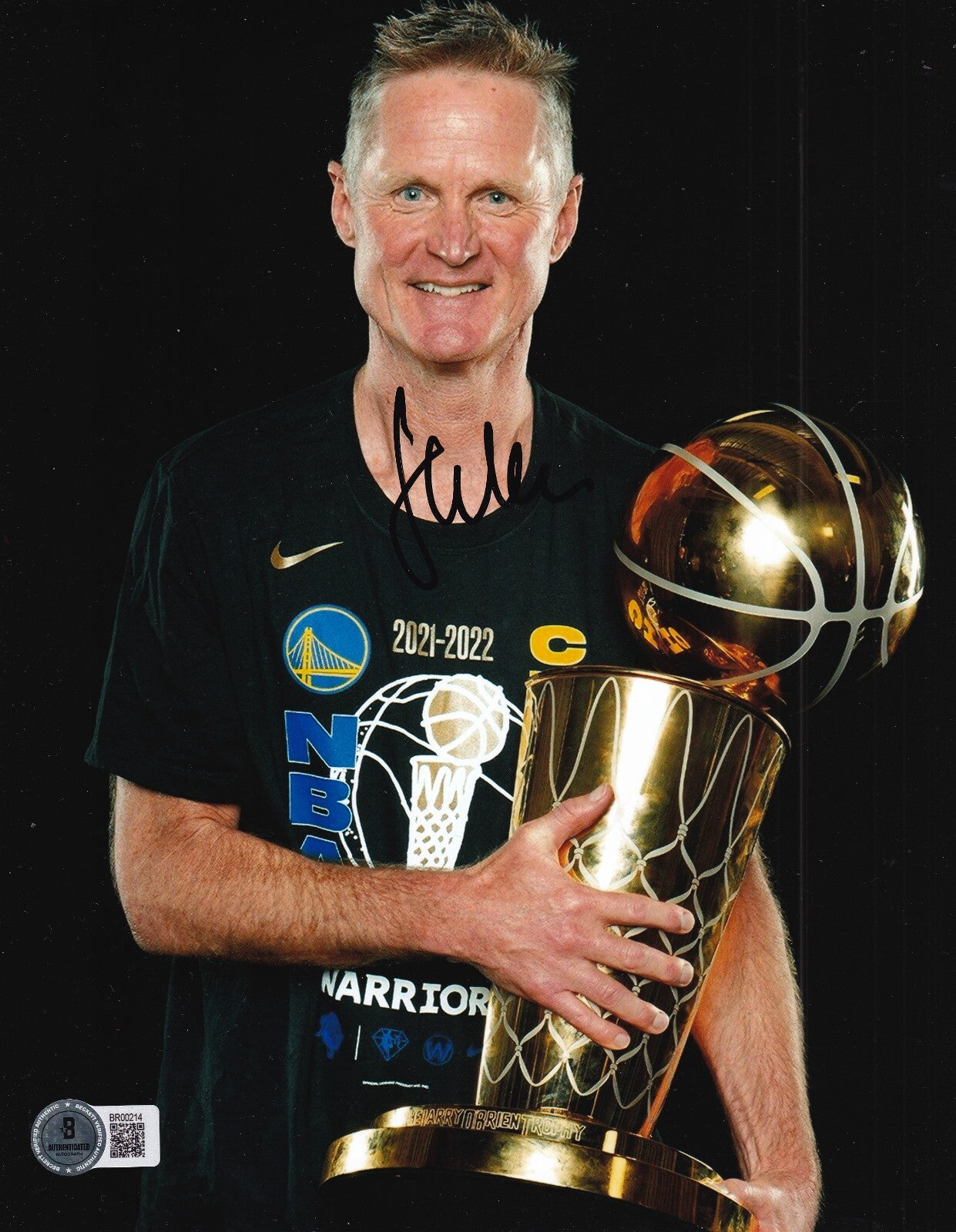 STEVE KERR signed (GOLDEN STATE WARRIORS) Basketball 8X10 photo BECKETT BR00214