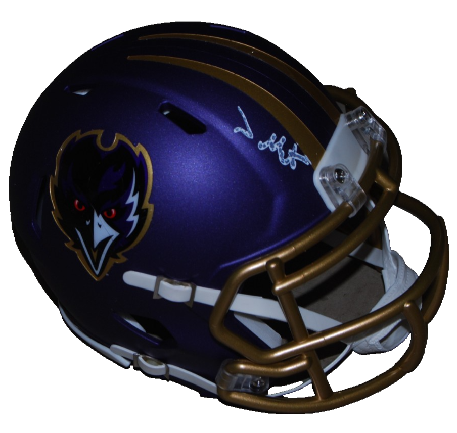 JESSE MINTER signed (BALTIMORE RAVNES) mini football helmet BECKETT BAS BW07969