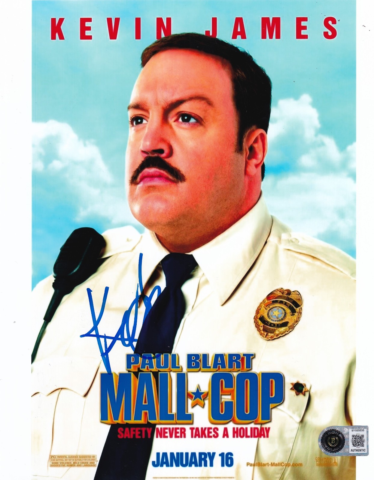 KEVIN JAMES signed (PAUL BLART MALL COP) movie 8X10 photo BECKETT BY085836