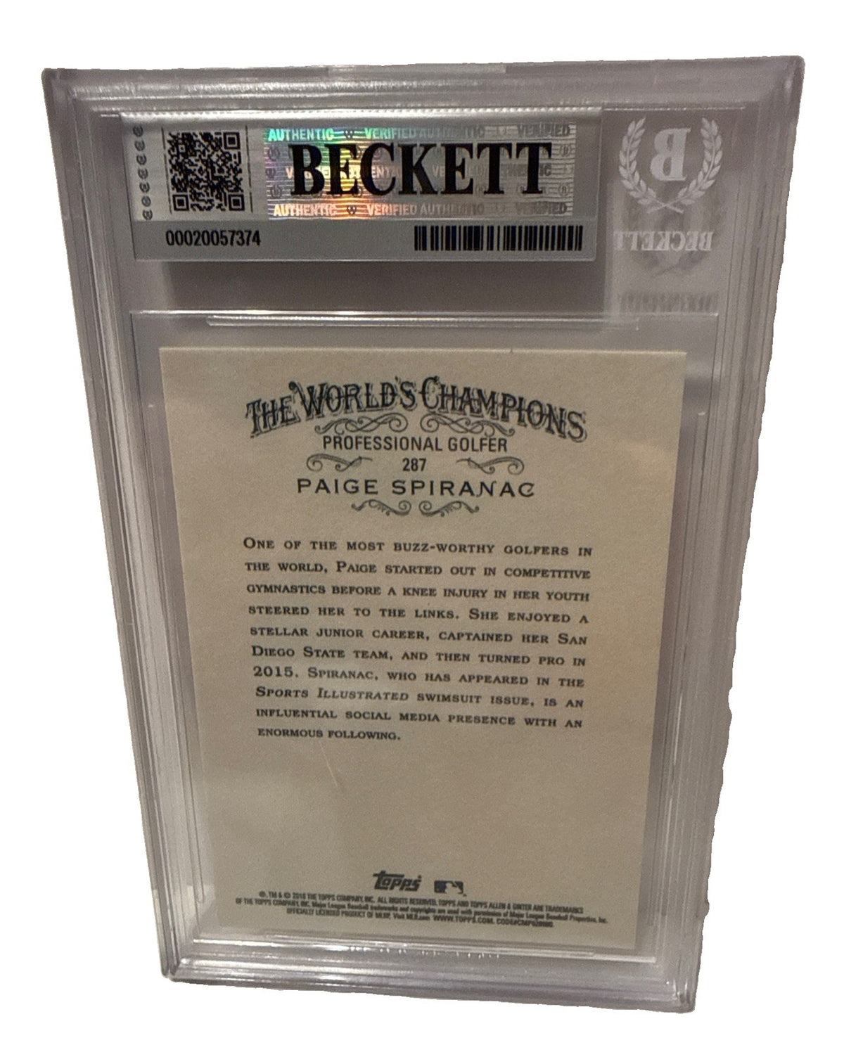 PAIGE SPIRANAC signed 2018 Topps Allen & Ginter Golf Card Beckett 00020057374