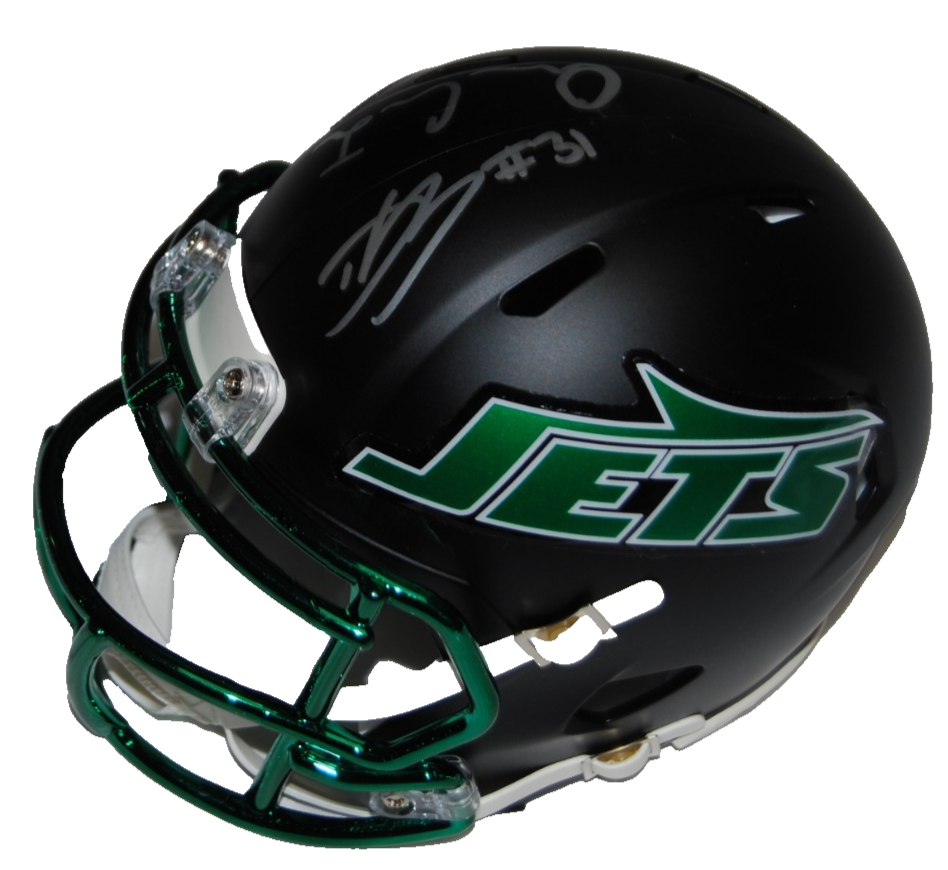 DAVID BAILEY  & OMAR COOPER JR signed (NEW YORK JETS) mini helmet JSA CR86311