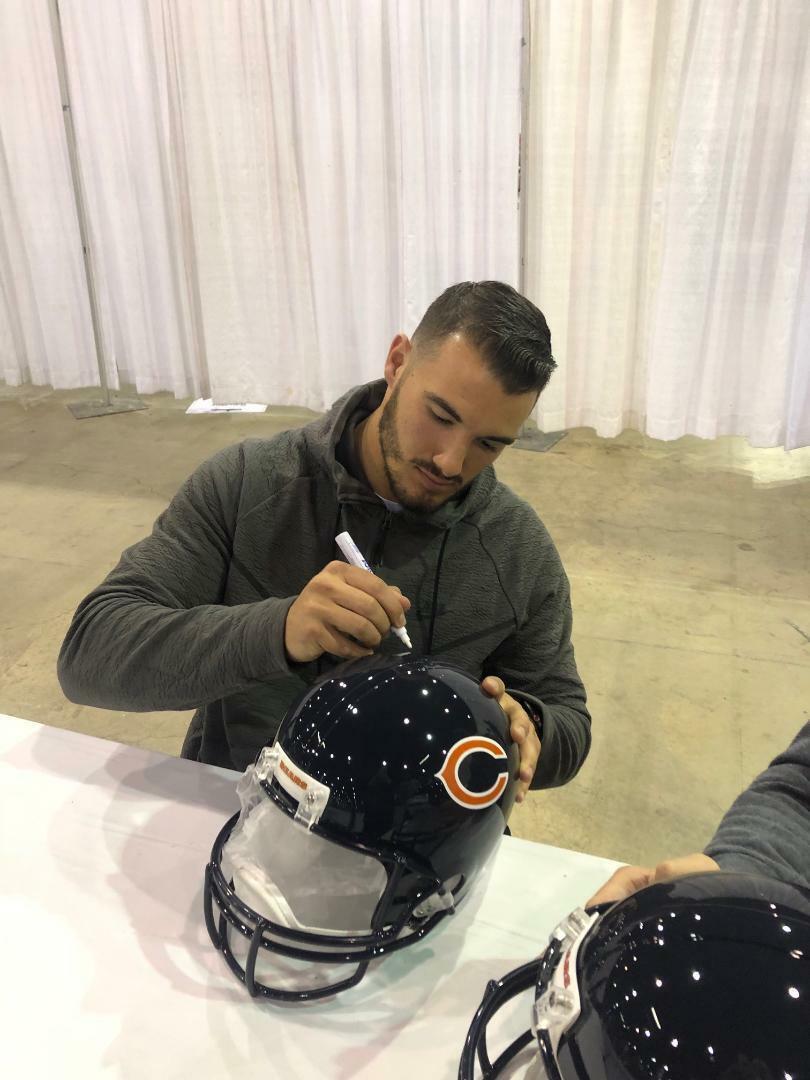 MITCHELL TRUBISKY signed (CHICAGO BEARS) Full Size replica helmet *PROOF* JSA