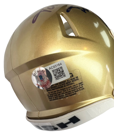 TOM THAYER signed (NOTRE DAME FIGHTING IRISH) mini helmet BECKETT BAS AC93164