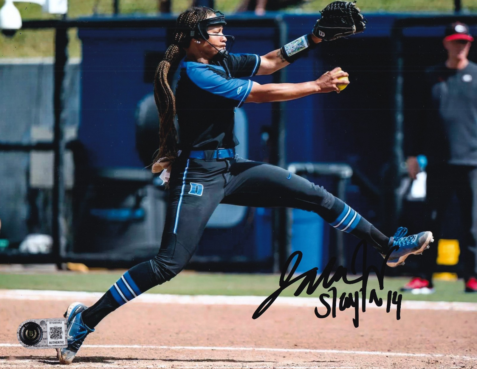 JALA WRIGHT signed (DUKE BLUE DEVILS) Softball 8X10 photo BECKETT BAS BY085662