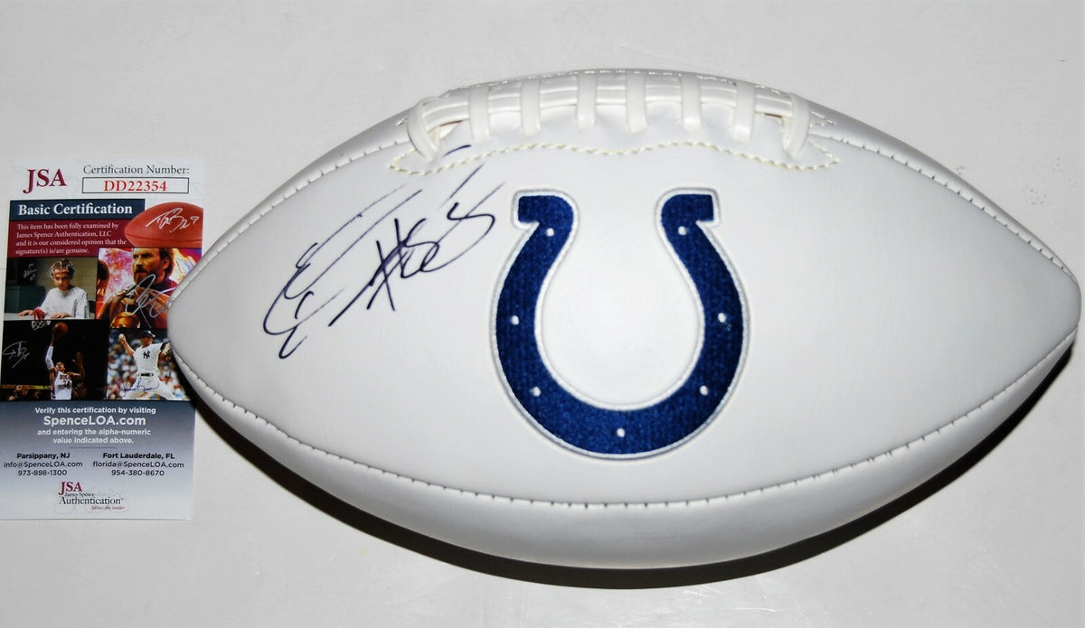 ERIC EBRON signed (INDIANAPOLIS COLTS) logo autographed football JSA Authentic