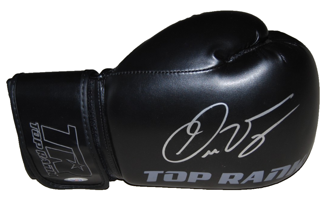 OSCAR VALDEZ signed (WBC WBO FEATHERWEIGHT) Blue Boxing glove PSA/DNA AK30478