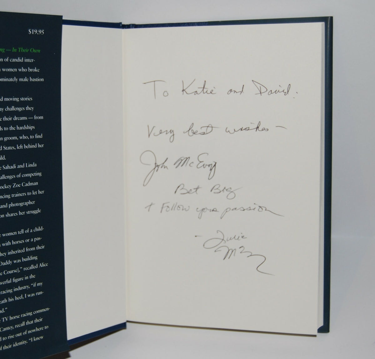 WOMEN IN HORSE RACING signed hardcover book (JOHN & JULIA MCEVOY)  W/COA