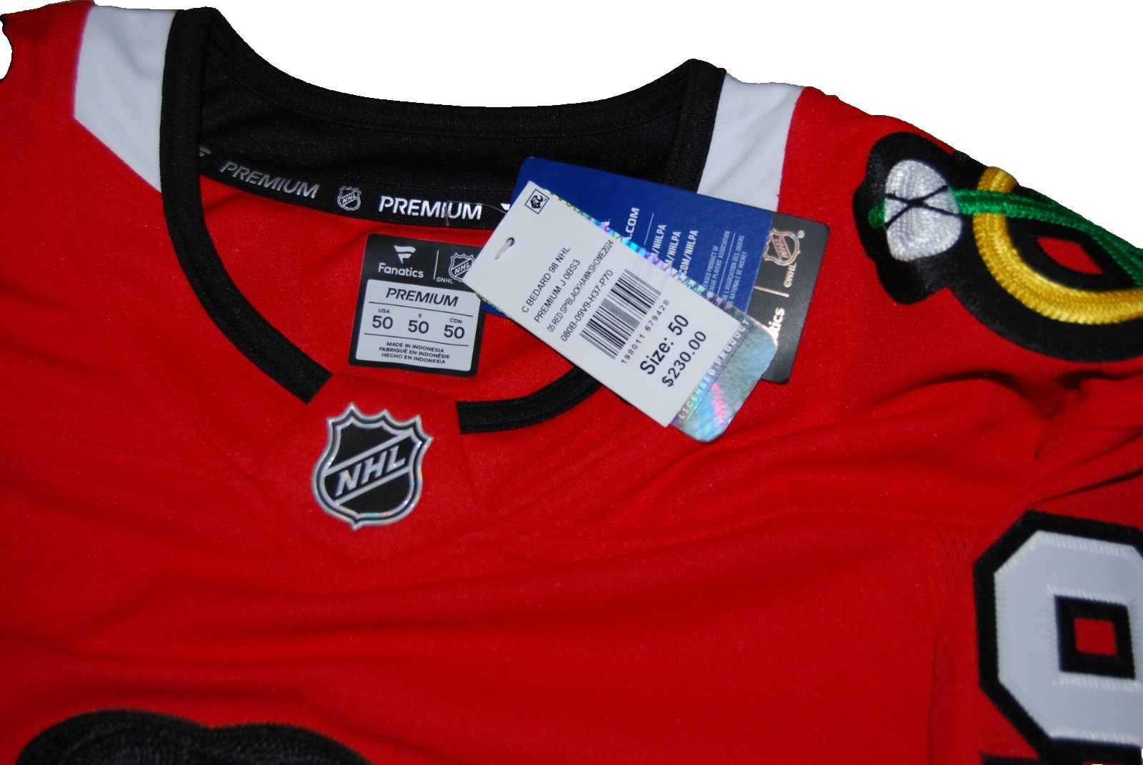 CONNOR BEDARD signed (CHICAGO BLACKHAWKS) Premium hockey jersey BECKETT AE61921