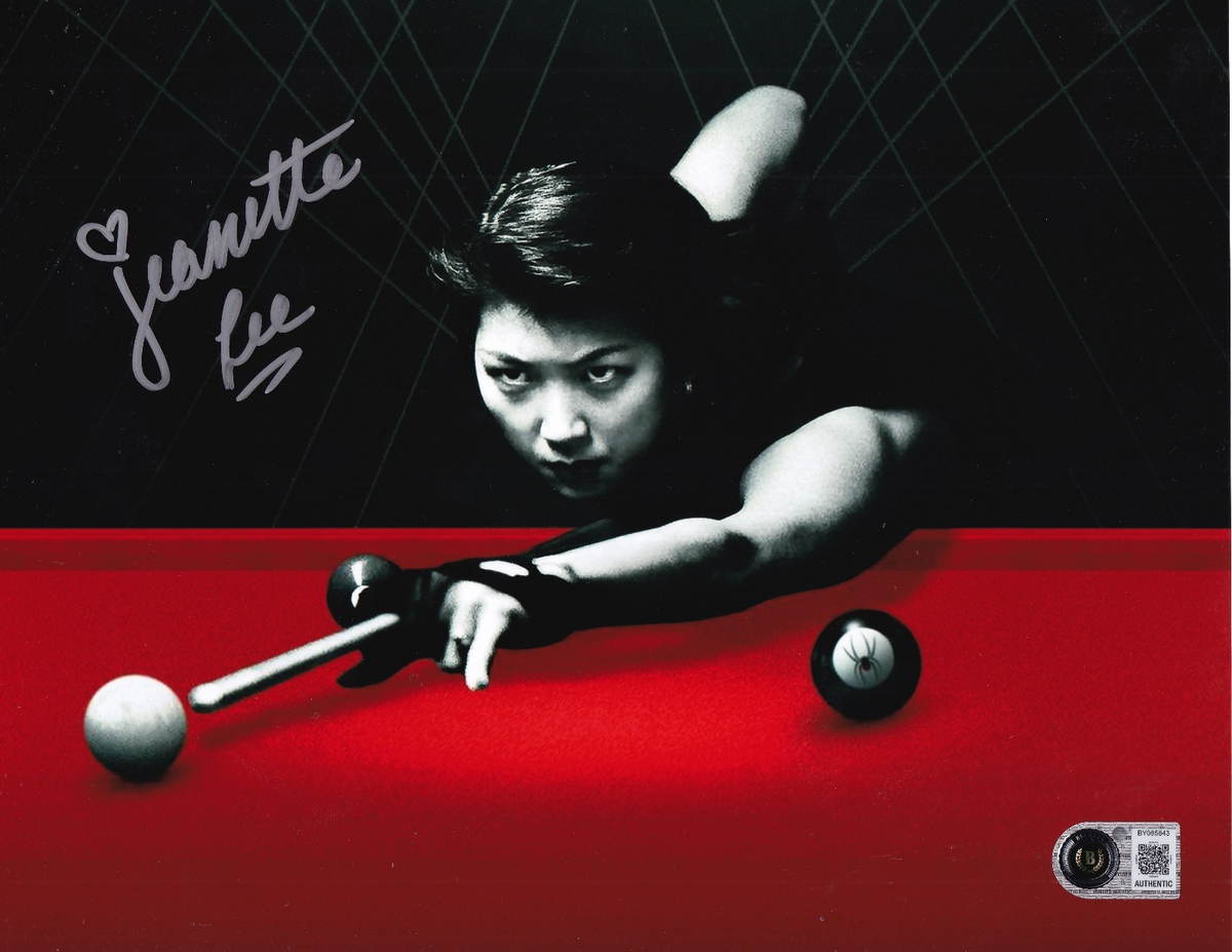 JEANETTE LEE signed (THE BLACK WIDOW) Pool Billiards 8X10 photo BECKETT BY085843